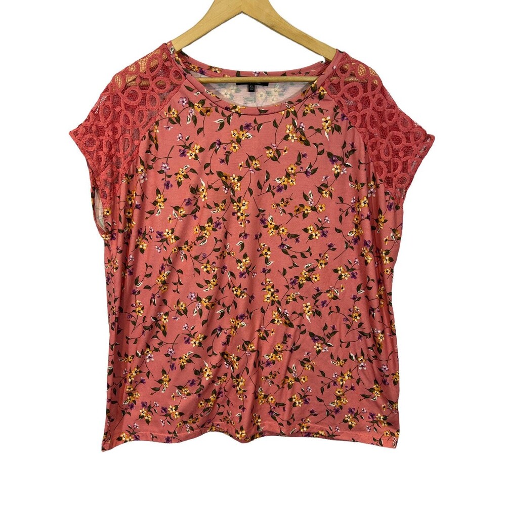 Angels Women's Floral Top with Cap Sleeves - Size XL